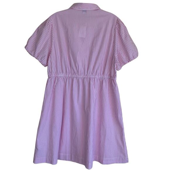 J.Crew Sz 14 Short-sleeve Collared Mini Dress Pink & White Striped Preppy NWT - Picture 7 of 16